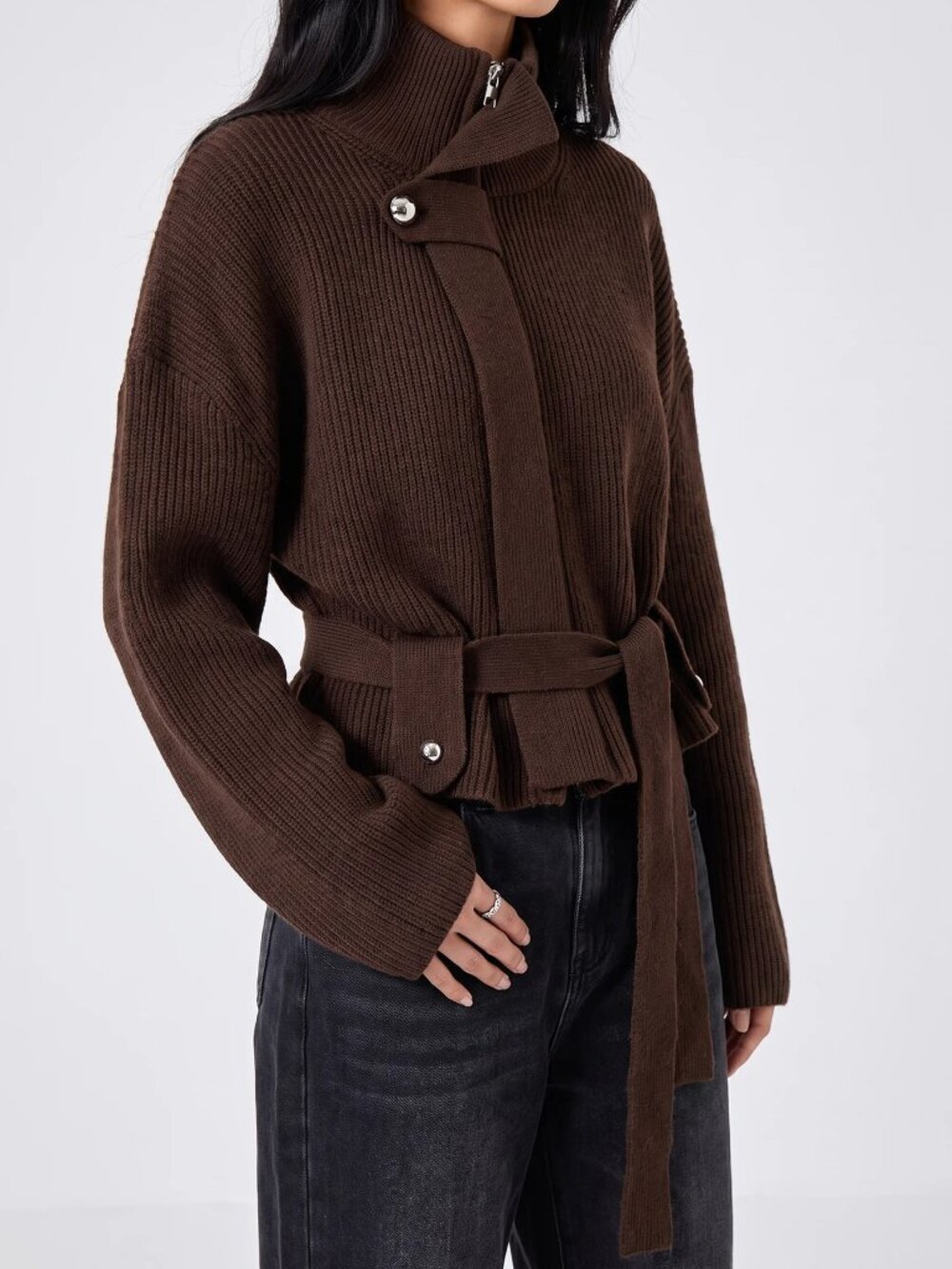 Chocolate Brown Casual Women's Cardigan - Picture 3 of 7